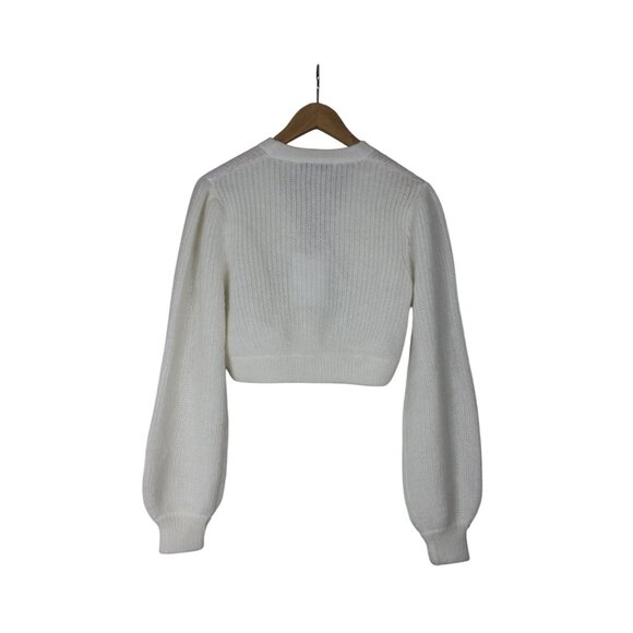 Alessandra Rich women's cropped embellished mohair‎ blend cardigan sweater 36 - Picture 3 of 11